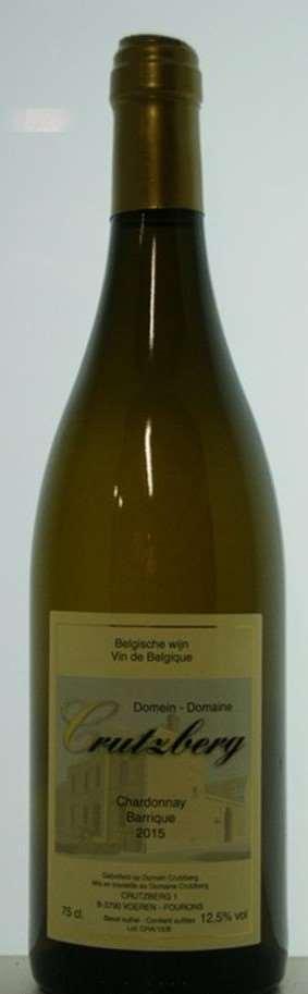 Naam Wijnmaker Land Type Chardonnay Barrique Crutzberg België Witte wijn Vlaamse landwijn Alcohol 12,5% Totale zuren Rest suikers Serveer temp.