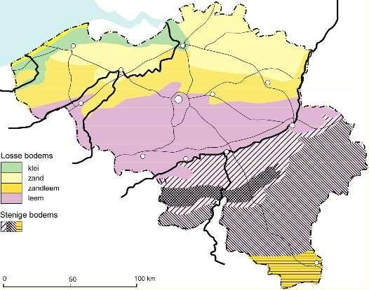 Ondergrond: Vlaanderen: klei, zand,