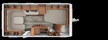 extra kussens mogelijk + + Geventileerde zit/opbergbanken en ventilatie achter de bovenkasten + + Opbergkasten met rondom aflegruimte in de zitgroep + + Ruimteafscheiding middels gordijn + + Moderne