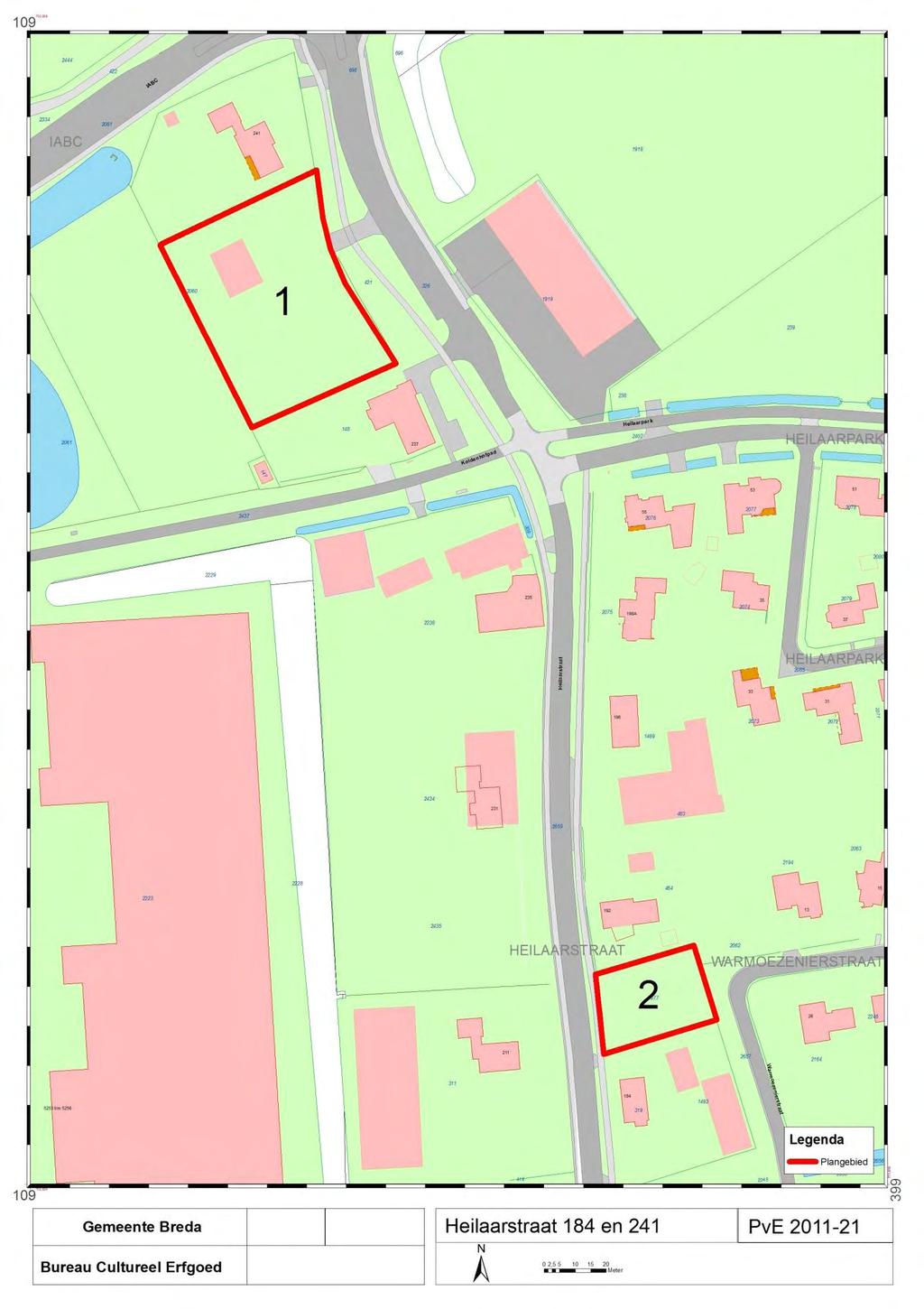 Selectiebesluit archeologie Breda Heilaarstraat 184 en 241 Kaartbijlage 1: Topografische kaartuitsnede