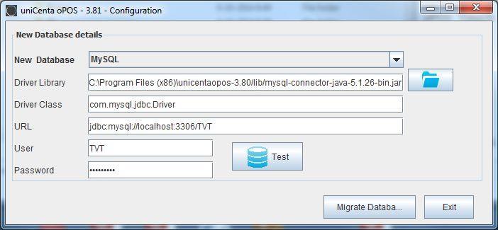 3 Unicenta: Derby naar MySQL Ga naar de Unicenta 3.80 home directory: C:\Program Files (x86)\unicentaopos-3.80 Start het Migrate.