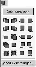 SCHADUW VAN OBJECTEN Eenvoudige schaduwstijl Selecteer je object en klik op het pictogram Schaduwstijl Maak een keuze uit de verschillende stijlen.