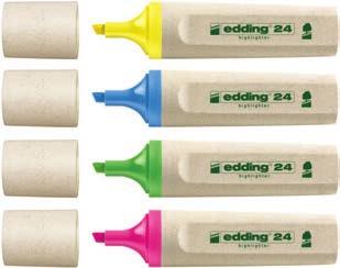 8 Viltstiften Markeerstiften EDDING ECOLINE MARKEERSTIFT 24 Universele highlighter voor het markeren van tekstfragmenten op bijna alle papier- en faxpapiersoorten. Wateroplosbare inkt.