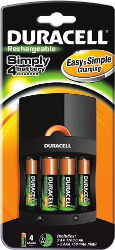 9 Batterijen Batterij opladers DURACELL BATTERIJ-OPLADER CEF14 Deze CEF14 batterijlader van Duracell laadt in circa 6 uur zowel AA (penlite) als AAA (minipenlite) batterijen op.