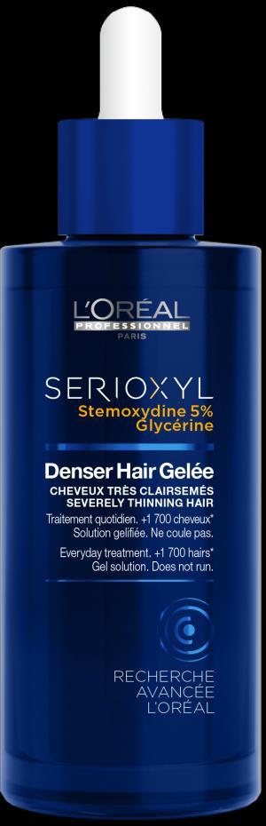 SERIOXYL DENSER HAIR Denser Hair Is een dagelijkse kuur voor de hoofdhuid waardoor tot + 1700 haren na 3 maanden kunnen worden onthuld. Meer haren per cm 2. Dagelijkse behandeling van de hoofdhuid.