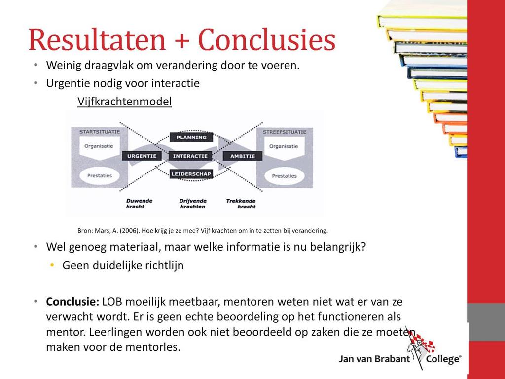 Belangrijk bij het creëren van draagvlak is het laten meedenken en laten participeren van de medewerkers. De motivatie die van cruciaal belang is bij een veranderproces zal dan groter worden.