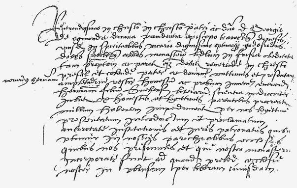 Verklaring van presentatie en institutie door abt van Lidlum van een prebendaat te Winsum (ABU nr. 535, 36v-37).