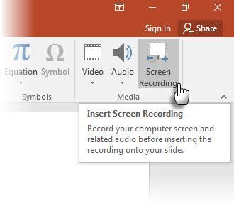 Microsoft PowerPoint 2016 Maak schermopnames direct met Powerpoint Neem met Powerpoint naadloos de handelingen op het scherm op in een videofilmpje met geluid.