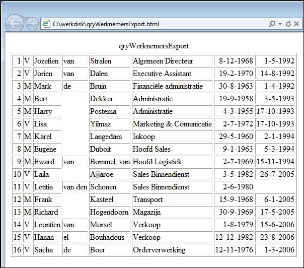 261 Sluit de browser 9.4 Exporteren naar PDF en XPS Bij dit onderwerp gebruikt u de database IBS1.accdb.