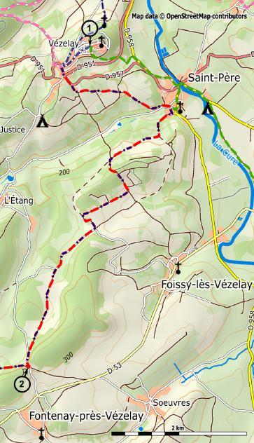 Tour de Vézelay - WEST ( Yonne ) - 50 km. Dit deel wordt beschreven vanuit Vézelay en gaat naar het gehucht Le Chemin (gemeente Anthien).