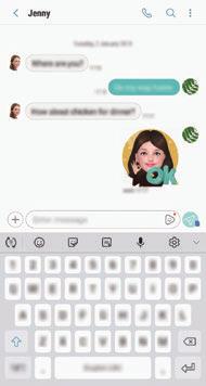 Apps en functies Foto s en video s vastleggen met uw Mijn Emoji U kunt foto s en video s vastleggen met Mijn Emoji die uw uitdrukkingen nabootst. 1 Tik op AR EMOJI in de lijst met opnamestanden.