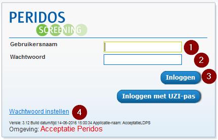 2. Opzoeken van een cliënt 2.1 Inloggen in Peridos Vul in de browser de volgende URL in: https://applicatie.peridos.nl Het inlogscherm verschijnt. 1. Vul uw gebruikersnaam in.