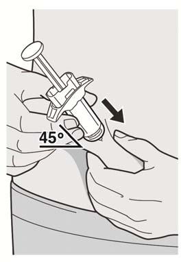 Stap 9: Inbrengen De naald in haar geheel inbrengen in de huidplooi, onder een