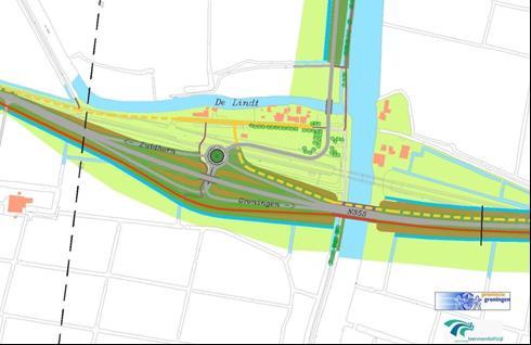 Het uiteindelijke gekozen verkeerskundige ontwerp betreft een zogeheten Haarlemmermeeroplossing uitgebreid met een rotonde (zie afbeelding 2). Dit model voldoet aan alle ruimtelijke uitgangspunten.