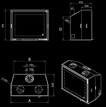 rendement 87,5% gewicht / poids 102 kg rookkanaal / conduit Ø 100/150-100 mm * min. indien Eco-wave ingeschakeld / min.