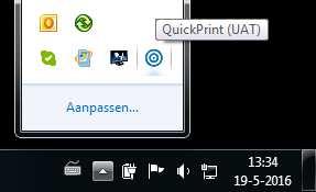 Stap 3. Configureer de Quick Print client Eenmaal geïnstalleerd, moet er in de rechterbenedenhoek van uw scherm een Quick Print icoon verschijnen.