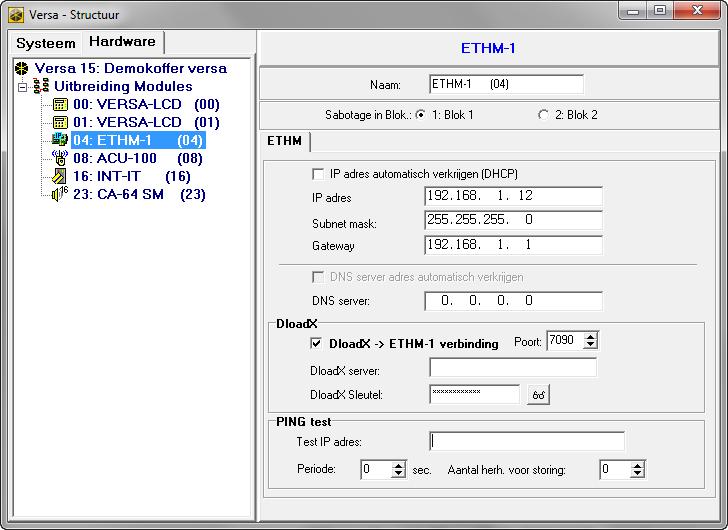 SATEL ETHM-1 7 DLOADX server [DLOADX IP] computer adres waar het DLOADX programma op geïnstalleerd is. Dit dient een publiek adres te zijn, behalve als de computer in het zelfde netwerk zit.