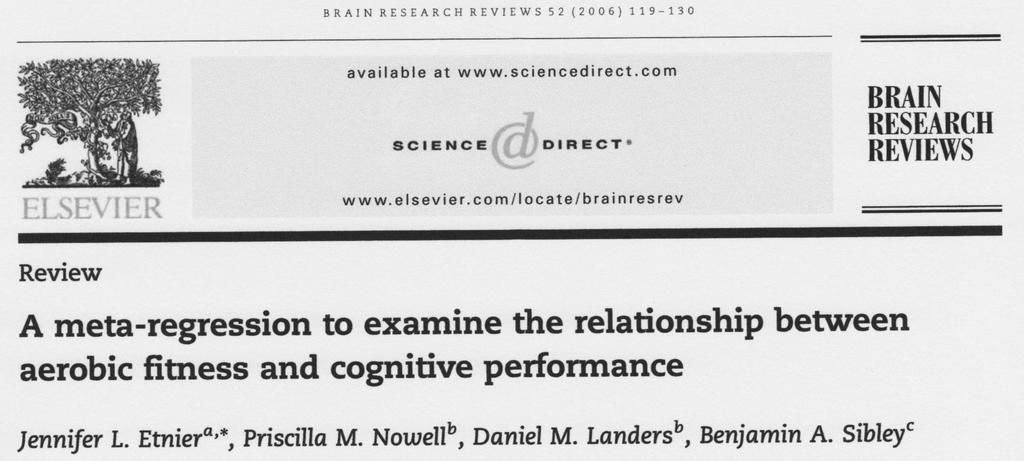 Er is wel een effect van aërobe oefeningen op de cognitieve functies, maar er is geen significante