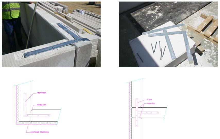 In de hoeken moeten ter hoogte van elke plaat metalen hoekijzers worden ingenageld.