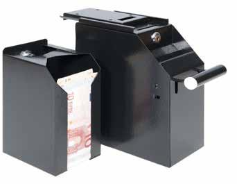 DEPOSITBOX Voor het afstorten van bankbiljetten Uitgevoerd met cilinderslot op slede en cassette Montage via slede Kleur: