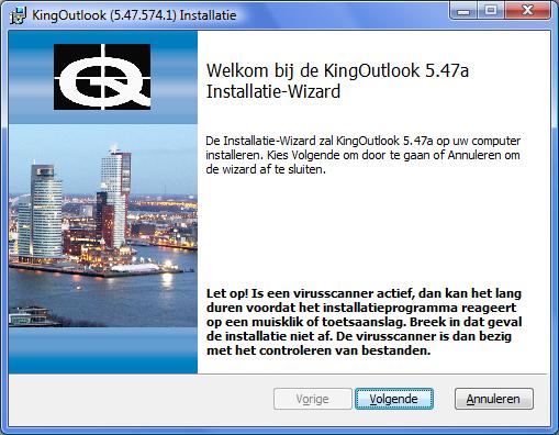 INSTALLATIE VAN KING 5.47 OUTLOOK-KOPPELING Dit document beschrijft de installatie van de King Outlook-koppeling.