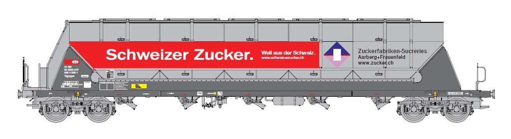mit 3 SBB-Cargo Wagen, Serie 2 : 2 Seilanker Version SBB-CFF mit Logo Schweizer Zucker Box with 3 cars