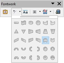 Fontwork-vorm: Bewerkt de vorm van het geselecteerde object.