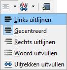 Afbeelding 25: Links: Normale letters; Rechts: Gelijke letterhoogten Fontwork-uitlijning: wijzigt de uitlijning van tekens.