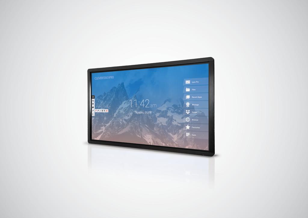 65" / 75" / 86" NIEUW Powered by Clevertouch heeft superieure connectiviteit, innovatieve software en een eenvoudige