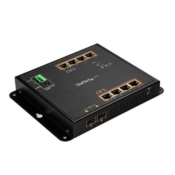 8 poorts PoE+ Gigabit ethernet switch met 2 SFP connecties - managed - wandmonteerbaar met toegang voorzijde Product ID: IES101GP2SFW U kunt uw netwerk eenvoudig bedienen of schaleren met deze