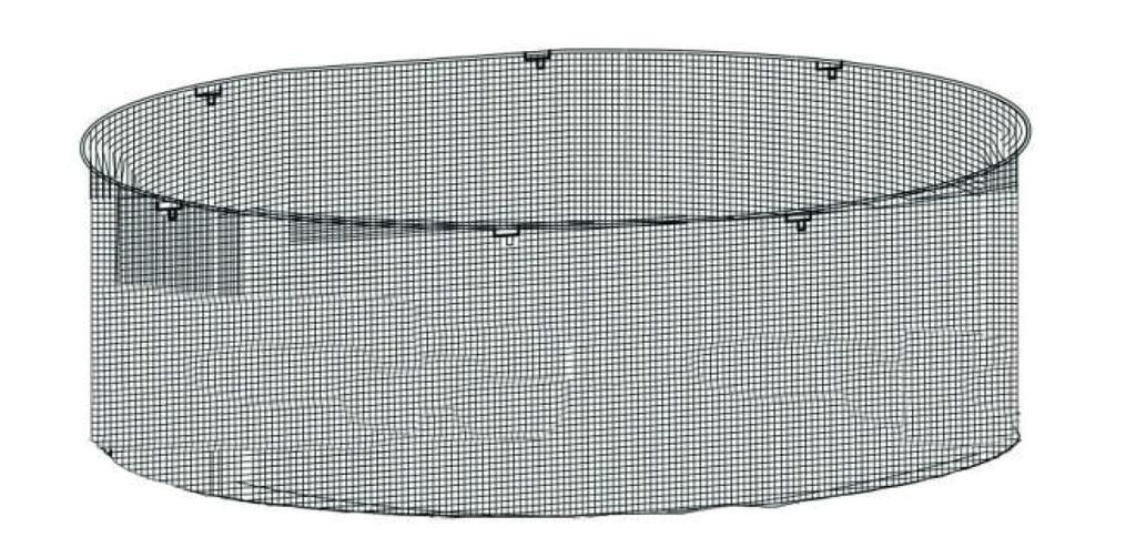 De fiberglas buizen afgewerkt zoals hieronder: STAP 7: Montage trampolinemat * Vastzetten van trampoline zonder veiligheidsnet : Het ene uiteinde van de veer moet aan de