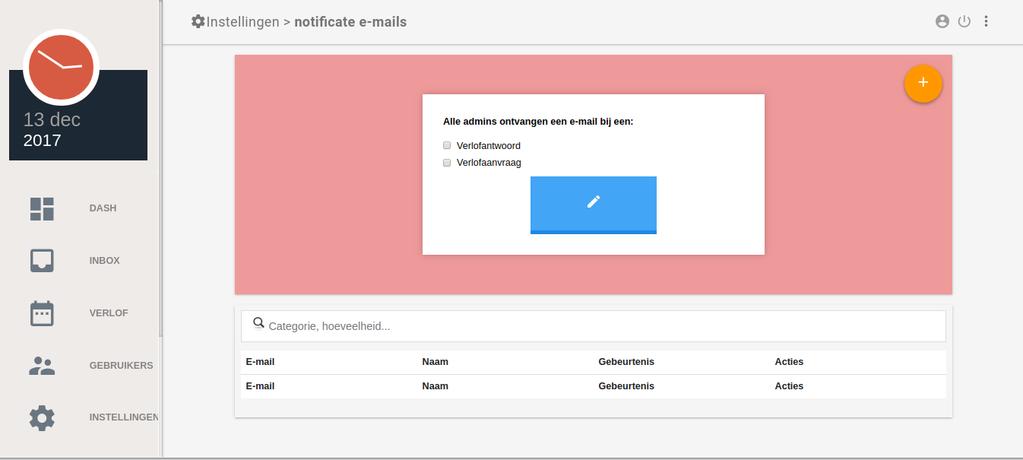 Ga terug naar de instellingen pagina en klik op de het perzik kleurige vak. Hier kunt u notificatie e-mail instellingen aanpassen.