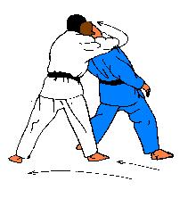Aanval: Uke valt aan door met rechts naar voren te stappen en met zijn rechtervuist een rechte/directe vuiststoot naar het hoofd te maken.