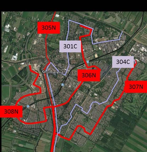 Amsterdam Noord is via lijn 306, 307 en 308 verbonden met Weidevenne, De Gors, Wheermolen, Overwhere, de oostkant van De Purmer Noord, Middenbeemster, Ilpendam en Watergang via lijn 306, 307 en 308.