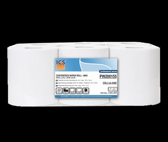 PW200 PW240 DISPOSABLES - WHITE CLEANING PAPER MIDI WHITE 155 m - 20 cm - 2ply CLEANING PAPER MAXI WHITE 380 m - 24 cm - 2ply NL - Wit poetspapier met centrale afwikkeling.