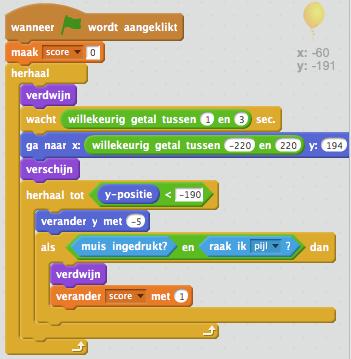 Ook als de ballon de bodem raakt, zal hij verdwijnen! Test nu je spel maar eens uit en kijk of alles werkt! 3.2 We willen dat de ballon telkens opnieuw blijft vallen.