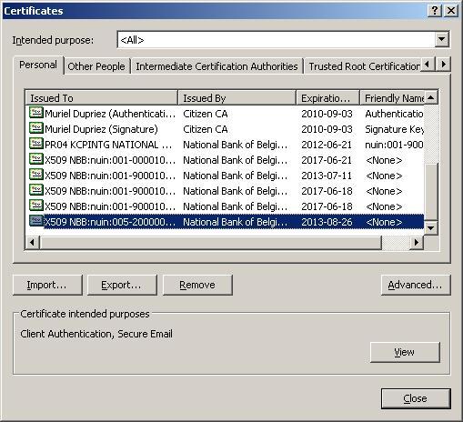 PFX-FILE MET HET CERTIFICAAT BEKOMEN Exporteer het certificaat vanuit Internet Explorer Tools -> Internet