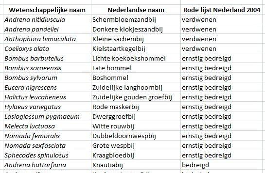 Intermezzo - wilde bijen Limburgse soortenlijst