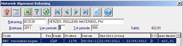 Dit is een overzicht van de facturen waarbij op de desbetreffende grootboekrekening geboekt werd.