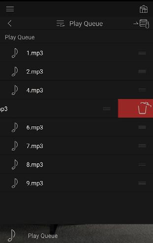 Het nummer wordt uit Play Queue verwijderd wanneer u uw vinger loslaat. 1. Selecteer de "NET"-ingang, tik op het "Play Queue"-icoon en ga naar het Play Queue bedieningsscherm.