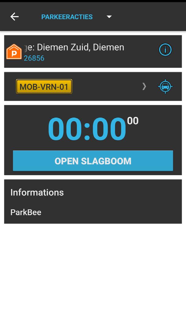 garage. U herkent de ParkBee garage aan het oranje garage-icoontje. 1). Rijd op naar de slagboom, open de Park-line app en selecteer de ParkBee garage. 2).