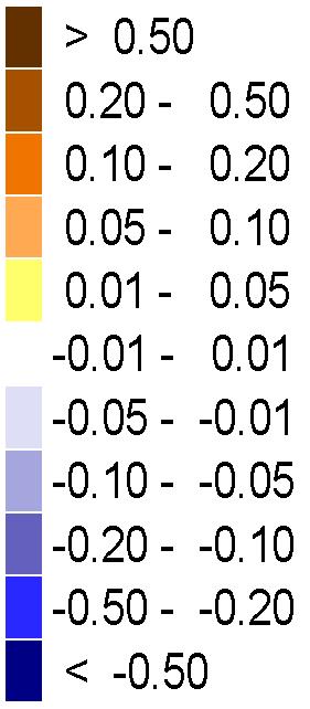 1; blauwe kleuren duiden op een afname van de relatieve gewastranspiratie 3.4.
