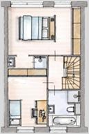 Eerste verdieping zonder Woonsfeer Zilver Goud Platina vtwonen Hotelsuite 2 (tekening V-432a) - extra grote master bedroom uw keuze: 1.829 2.099 2.