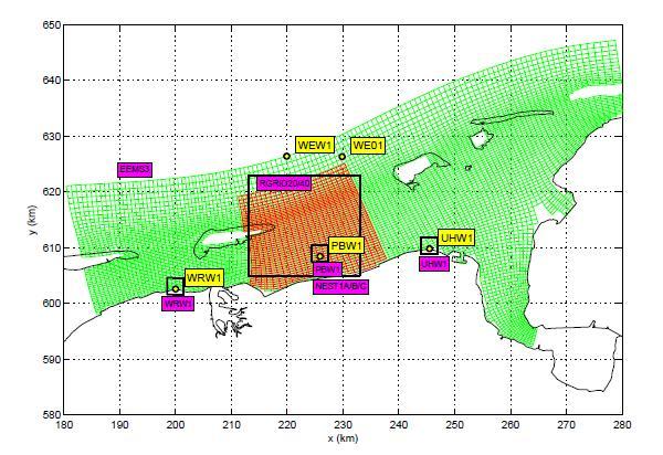 Rekenroosters Kromlijnig rooster voor oostelijke Waddenzee (bron: Alkyon, A2191) Gele labels geven golfboeien