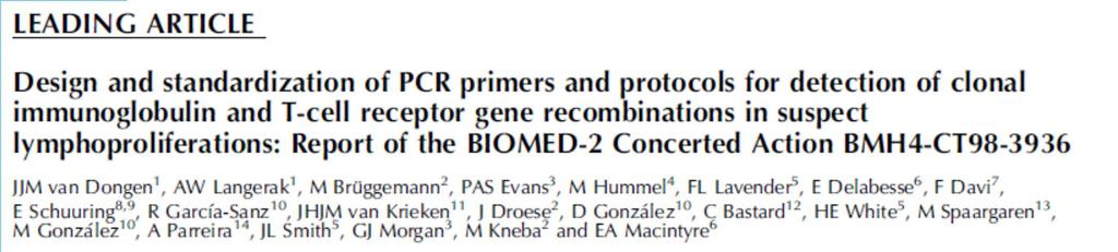 PCR gebaseerde klonaliteit BIOMED-2 protocol Multiplex PCR Verbetering