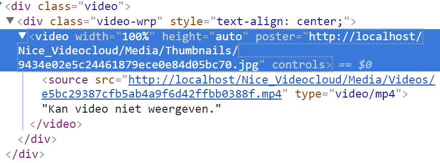 Nice VideoCloud Versleutelde URL in HTML pagina WebService voor opvragen lijst Video s o Alleen