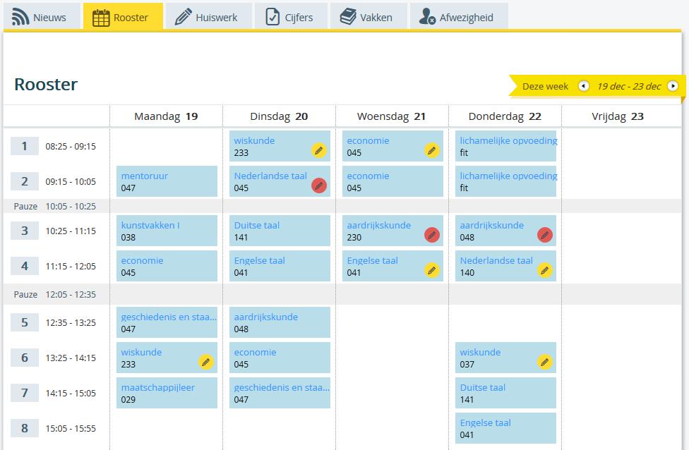 3. Rooster Cambium College Handleiding 5 Onder het tabblad Rooster vindt u de ingeplande lessen van de huidige week.