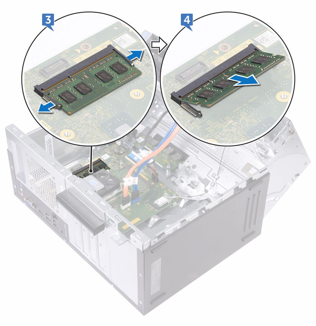 4 Slide and remove the memory module from the memory-module slot.