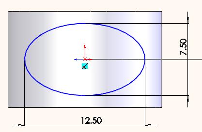 79 Bemaat met Smart Dimensions de lange en de korte as van de ellips zoals