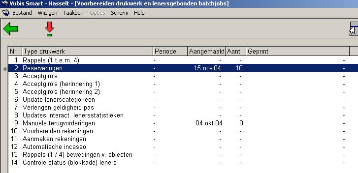 RESERVERINGEN 1. Routine draaien Ga naar AFO 451 en druk enter. Kies lijn 2 Reserveringen en dubbelklik OF druk gewoon 2 en enter.